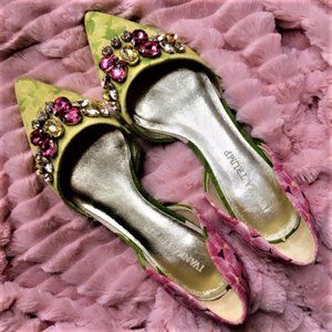 Ivanka Trump Tadora2 D'Orsay Floral Green Flats